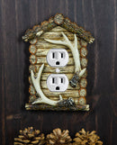 Pack of 2 Rustic Log Cabin Antlers Double Receptacle Wall Outlet Switch Plate
