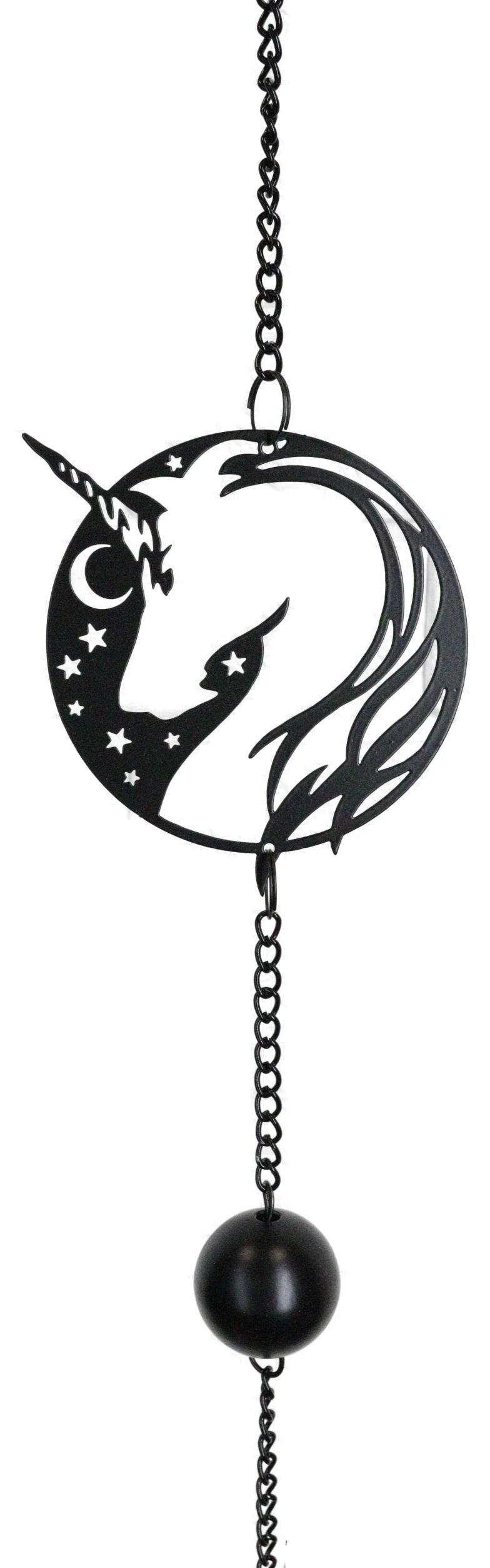 Sacred Unicorn Horse with Moon and Stars Metal Wall Hanging Mobile Wind Chime