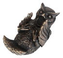 Bronzed Wise Wine Great Horned Owl Wine Holder 9.25"Long Home Decor