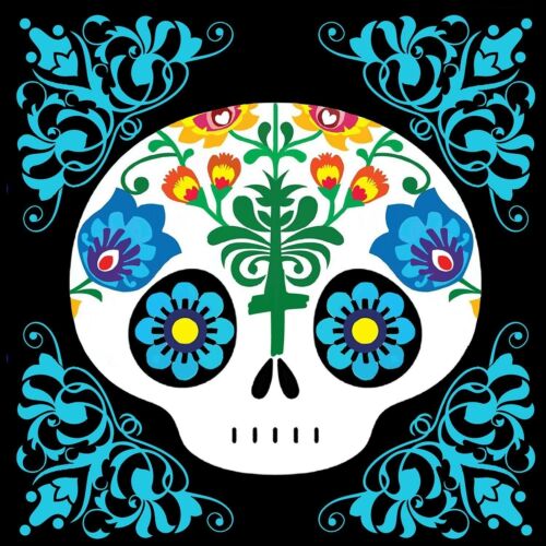 Ebros Calavera Baby Sugar Skulls DOD Ceramic Coaster Set 4 Corked Tiles