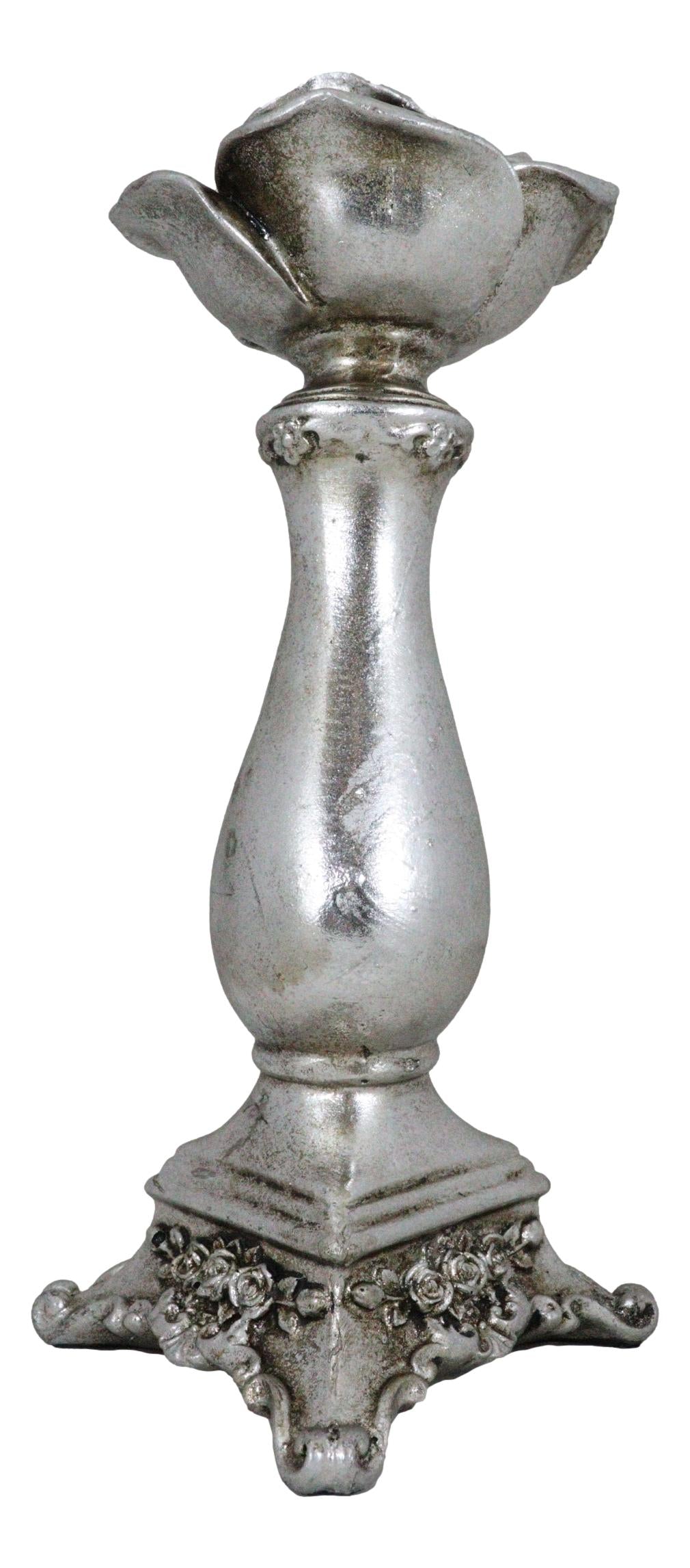 Antiqued Gothic Rococo Baroque Shades Of Alchemy Rose Decorative Candle Holder - Ebros Gift