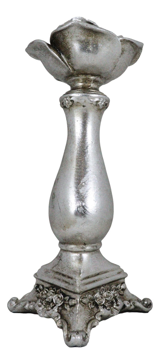 Antiqued Gothic Rococo Baroque Shades Of Alchemy Rose Decorative Candle Holder - Ebros Gift