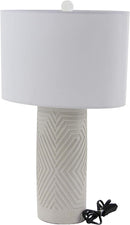 Contemporary Modern Elegant Linear Pattern Polystone Table Lamp With Shade