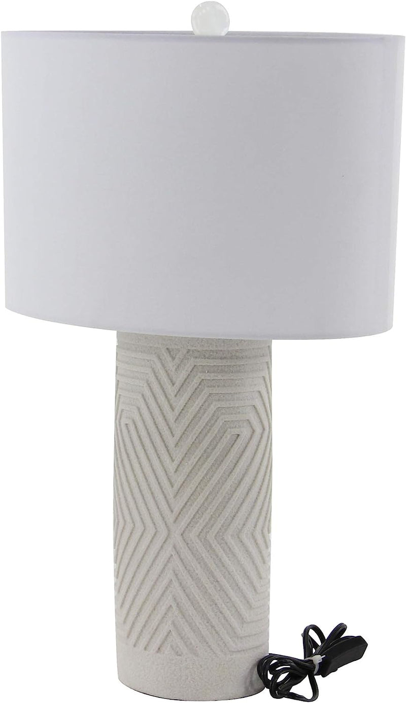 Contemporary Modern Elegant Linear Pattern Polystone Table Lamp With Shade