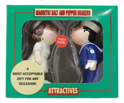 Ebros Sailor Kissing Nurse Salt And Pepper Shakers Set Ceramic Tabletop Decor