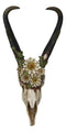 Western Rustic Pronghorn Antelope Skull With Antlers Feverfew Flowers Wall Decor