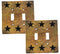 Set of 2 Western Stars Silhouette Textured Wall Double Toggle Switch Cover Plate