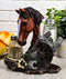 Ebros Chestnut Horse by Wagon Wheel Salt Pepper Shakers Holder Set 6.25" H