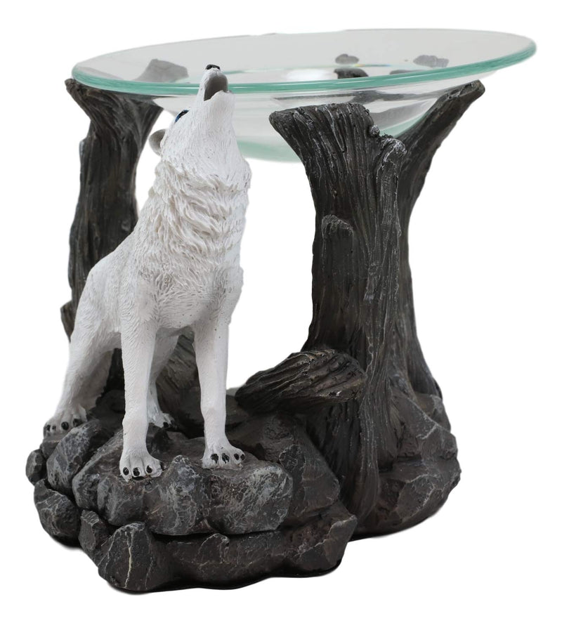 Ebros White Wolf Howling Electric Oil Burner Tart Warmer Statue Night Light