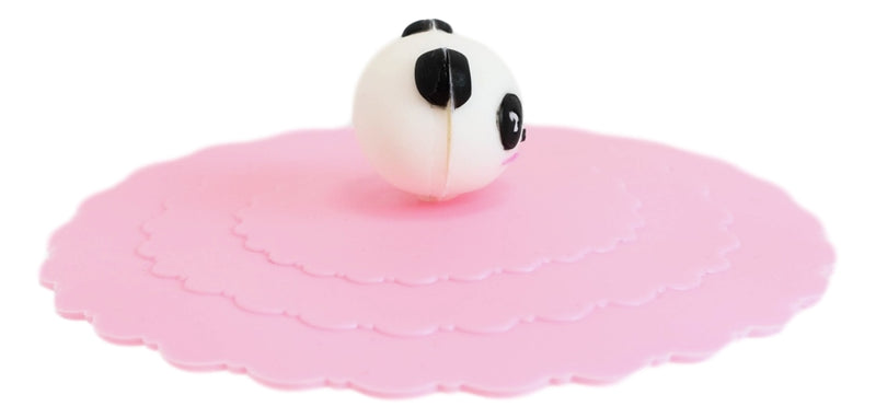 Set Of 4 Pink Giant Panda Reusable Silicone Coffee Tea Cup Cover Lids Air Tight