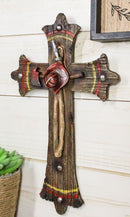 Rustic Fire Fighter Tools Fireman Axe Helmet Water Hose Faux Wood Wall Cross