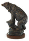 Country Rustic Black Bear Climbing On River Rocks Figurine With Faux Wood Base