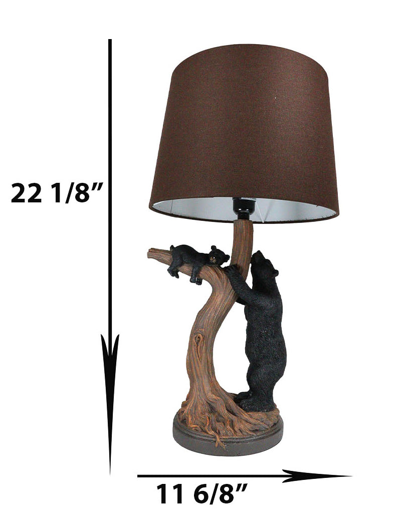 Rustic Cabin Mama Bear And Sleeping Cub On Tree Branch Table Lamp W/Shade Decor