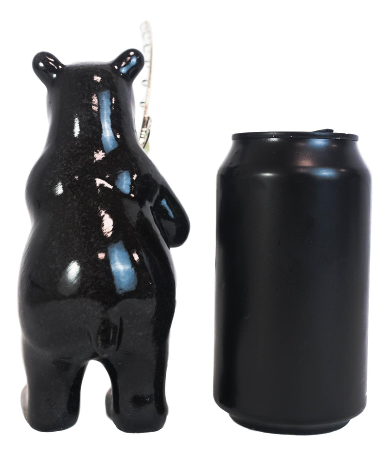 Western Rustic Black Bear Fishing Largemouth Bass Figurine Decorative Bears