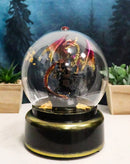 Red Dragon On Rocky Mountain Castle Musical LED Light Air Powered Glitter Globe
