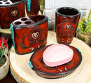 Western Cowgirl Red Love Heart Scrollwork Cup Soap Dish Toothbrush Holder Set