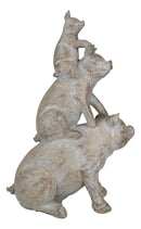 Western Piggyback Ride Rustic Farmhouse 3 Stacked Pigs Piglets Family Figurine