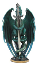 Ebros Ram Skull Blade Ruth Thompson Green Dragon Statue with Dragon Letter Opener Blade 10" Tall Dragon Blade Series Collection Mythical Fantasy Decor Sculpture