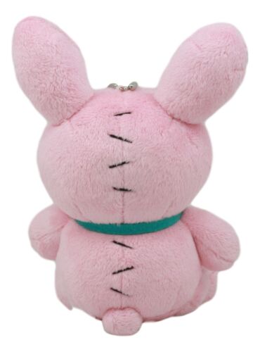Ebros Small Furry Bones Skeleton Pink Bunny With Green Polkadot Tie Plush Toy