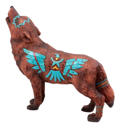 Eagle Vision Native Tribal Howling Wolf Totem Spirit Figurine Collection 6.25"L