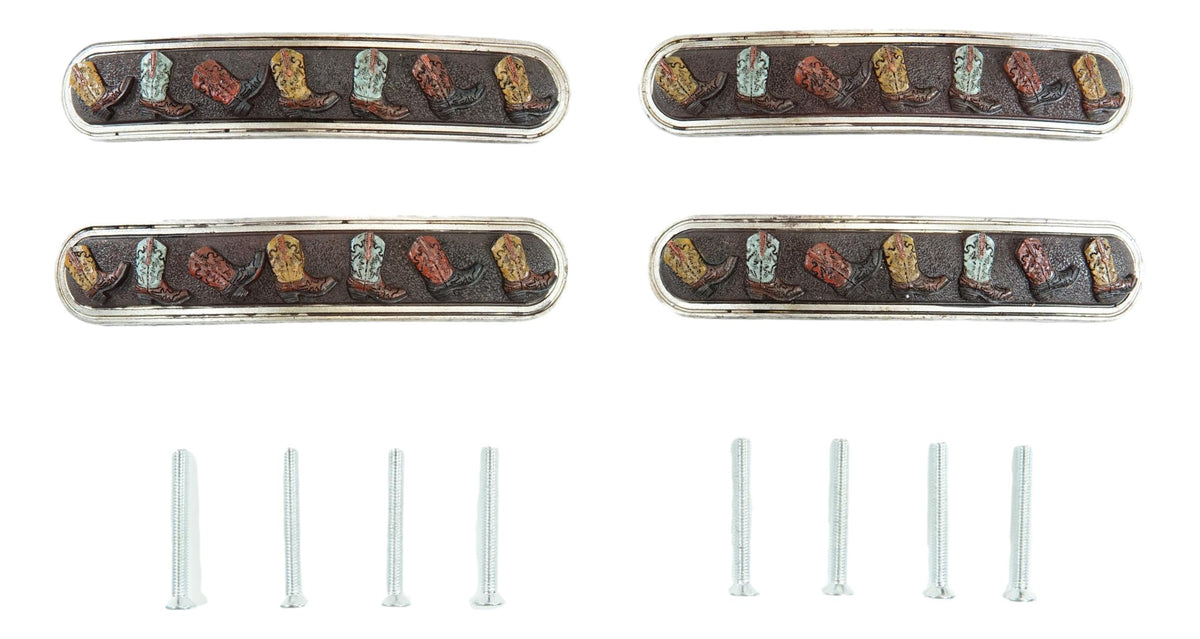 Set Of 4 Western Cowboy Cowgirl Boots Drawer Cabinet Door Bar Pull Knobs 6.5"L