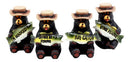Catch Of The Day Fishing Bears With Bass Fish Figurine Set 4"H Hunting Bears