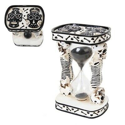 Ebros White Black Wedding Sugar Skulls Day of The Dead Sand Timer Skeleton Figurine