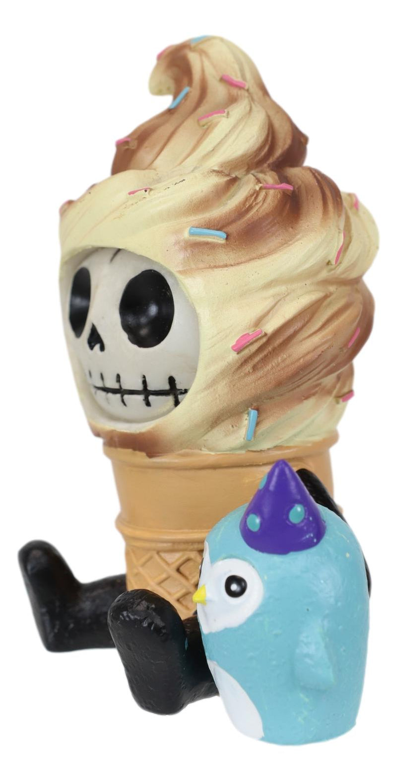 Ebros Furry Bones Sweet Tooth Ice Cream Swirl On Sugar Cone Skeleton Figurine