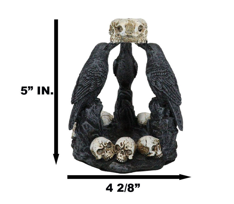 Gothic Wicca Quoth Trio Ravens Nevermore With Skulls Backflow Incense Burner
