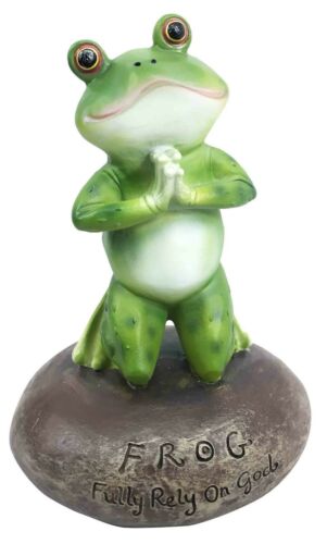Frog Leap Of Faith Starts With Prayer On Both Knees Figurine Inspirational Decor - Ebros Gift