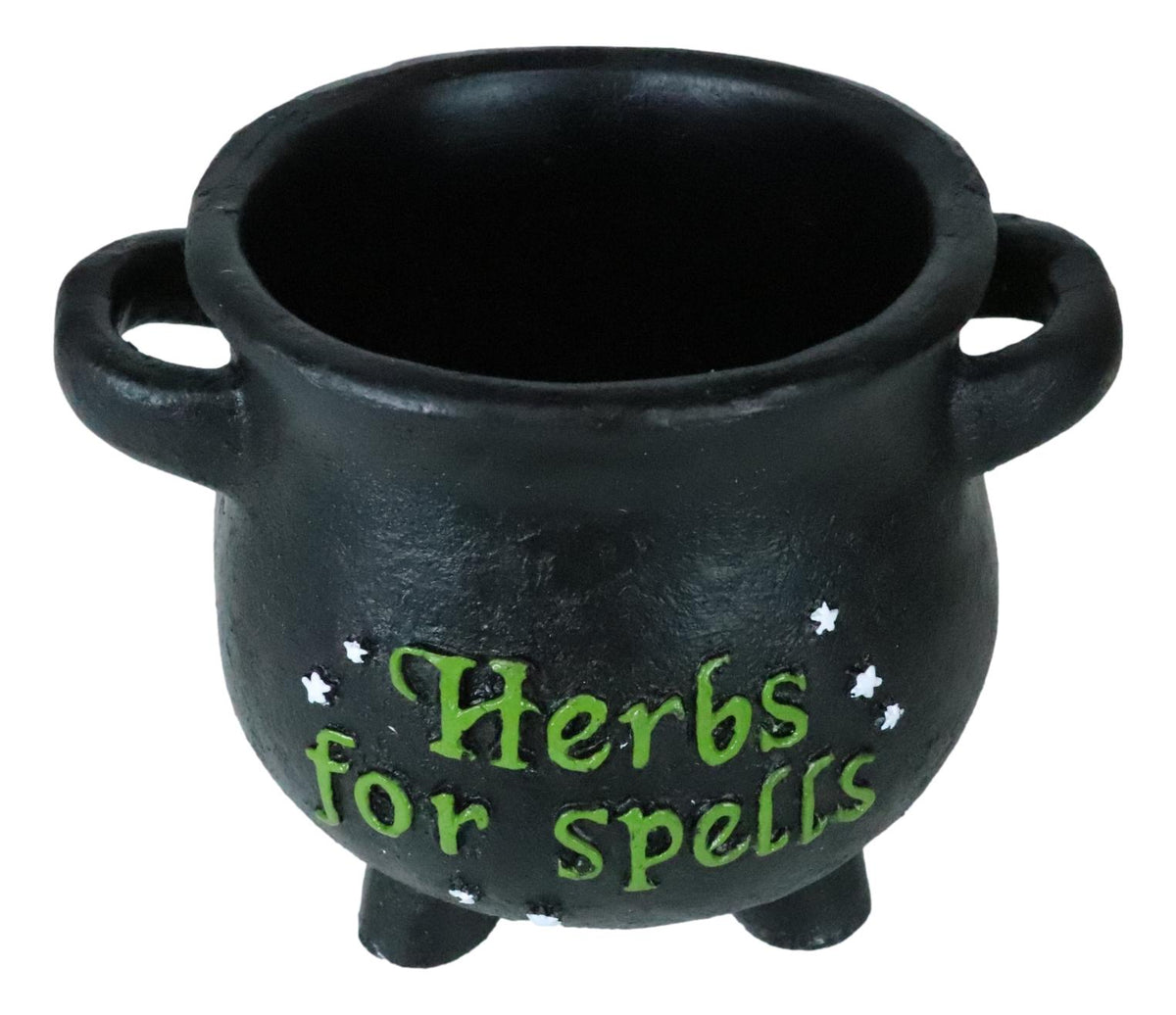 Green Thumb Gardening Black Witchcraft Herbs For Spells Cauldron Planter Pot 5"D