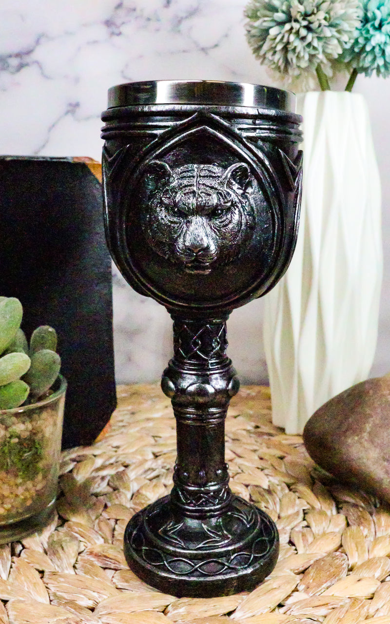 Ebros Brazen Eye Of The Tiger Wine Goblet 7.5"H Jungle Hunter Drinking Chalice