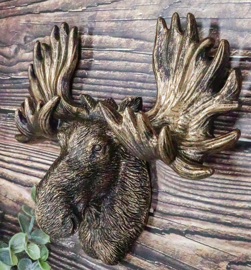 Western Rustic Bull Moose Head Wall Multi Point Key Coat Hooks Plaque Decor