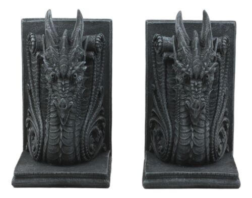 Dragonstone Gothic Guardian Of Bibliography Dragon Bookend Set of Two Figurine