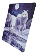 Winter Warrior Frozen Snow Wolves With Full Moon Wood Framed Canvas Wall Decor