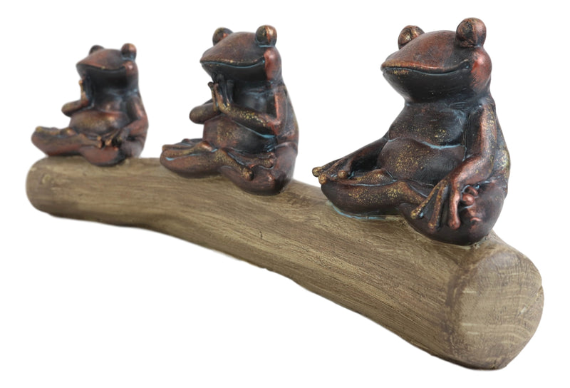 Zen Feng Shui Koan Of The Frog Meditating Buddha Yoga Frogs Trio On Log Statue
