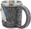 Ebros Dazed Snow White Owl With Celtic Tribal Tattoo Drinking Mug Cup 6"W