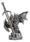 Ebros Gift Legendary Silver Dragon Protecting Castle Tower Letter Opener Figurine Sculpture Home and Office Decorative Sculpture Medieval Renaissance Dungeons and Dragons Fantasy