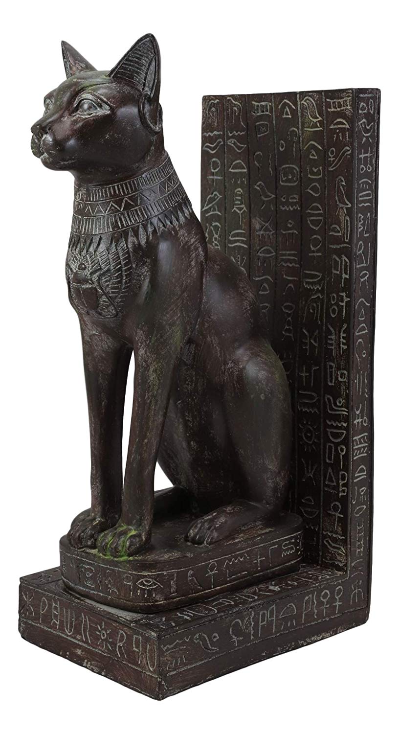 Ebros Egyptian Bastet Bookend Statue Or Epitaph Figurine 14" Tall (SET OF 2) - Ebros Gift