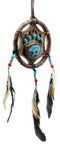 Turquoise Native Bear Paw Dreamcatcher Wall Hanging Decor 5"Diam Dream Catcher