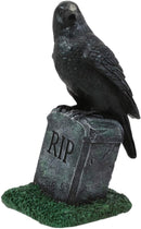 Ebros Gothic Raven Crow On Tombstone Statue 8"H RIP Headstone Figurine Decor