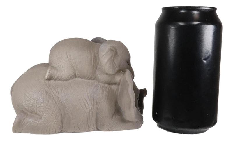 Ebros Sleeping Pachy Family Safari Elephant With Calf Shelf Snoozer Sitter Figurine