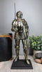 Electroplated Medieval Knight Suit of Armor Swordsman Statue With Base 16"Tall