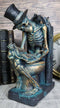 Constipated Skeleton With Raven On Graveyard Toilet Bowl Reading Book Figurine