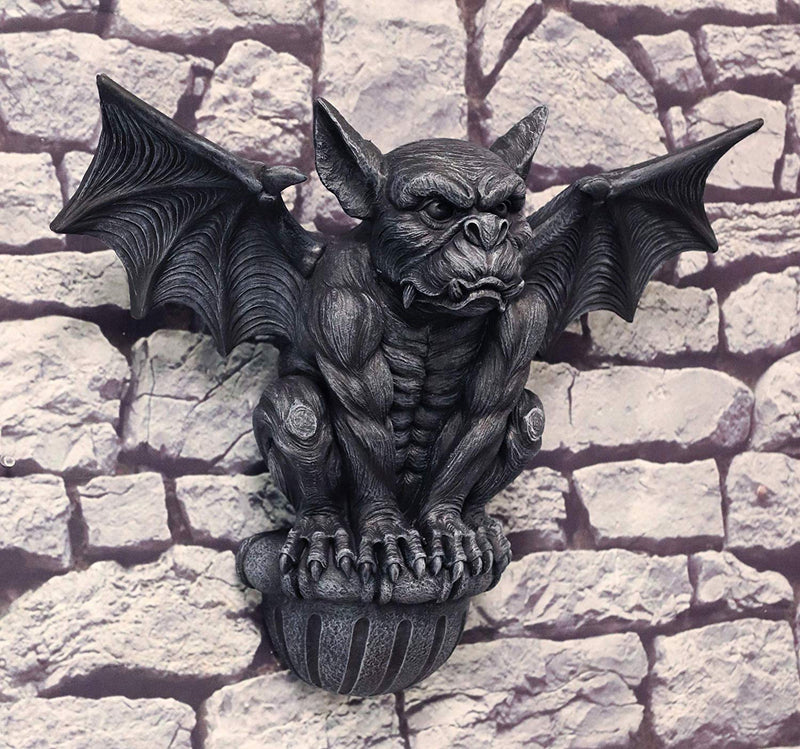 Ebros Large Gothic Winged Gargoyle On Ledge Wall Decor Hanging Sculpture 20"W