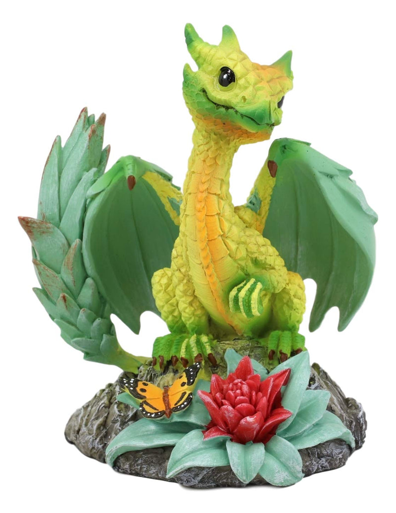 Ebros Fantasy Green Thumb Tropical Pineapple Dragon Statue Fairy Garden Collectible