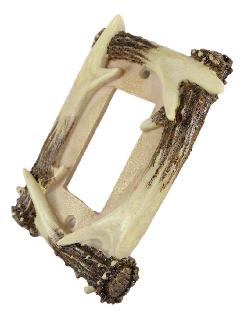 Set of 2 Rustic Forest Stag Deer Antlers Single Rocker Wall Switch Cover Plates