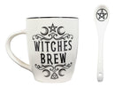 Wicca Sacred Moon Triple Goddess Pentacle Witches Brew Ceramic Mug And Spoon Set