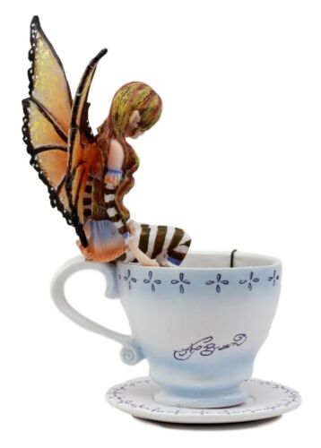 Ebros Amy Brown Fantasy Teacup Mocha Coffee Fairy Figurine Warm Toes 6.5"H