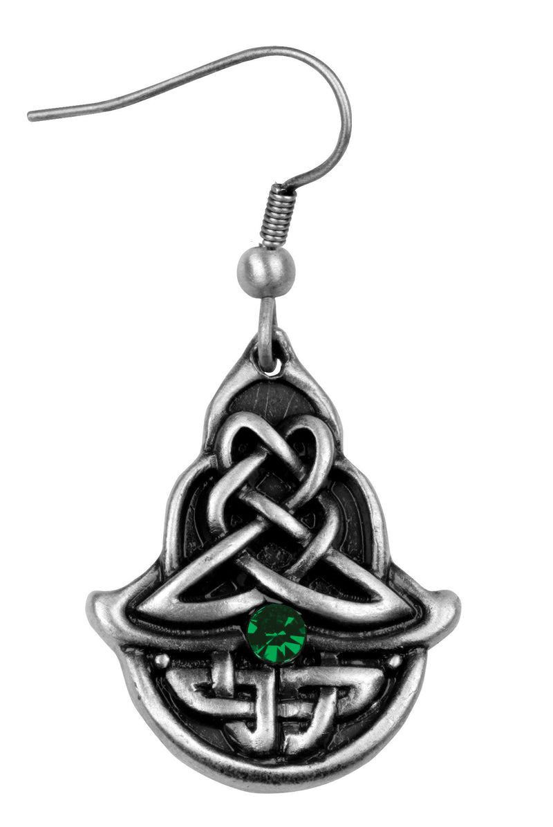 Ebros Celtic Emerald Element Knotwork Tribal Scroll Filigree Dangle Earrings